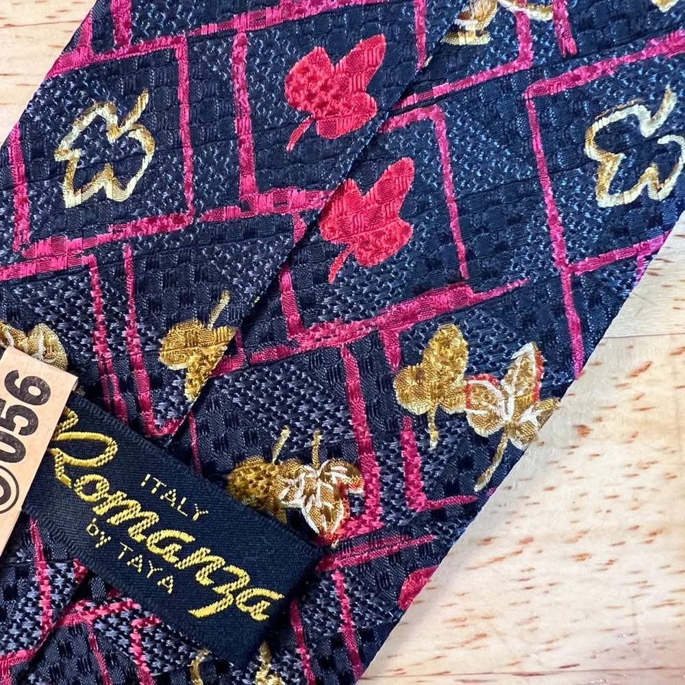 Silk - Colorful Leaf Patterned Italian Silk Tie